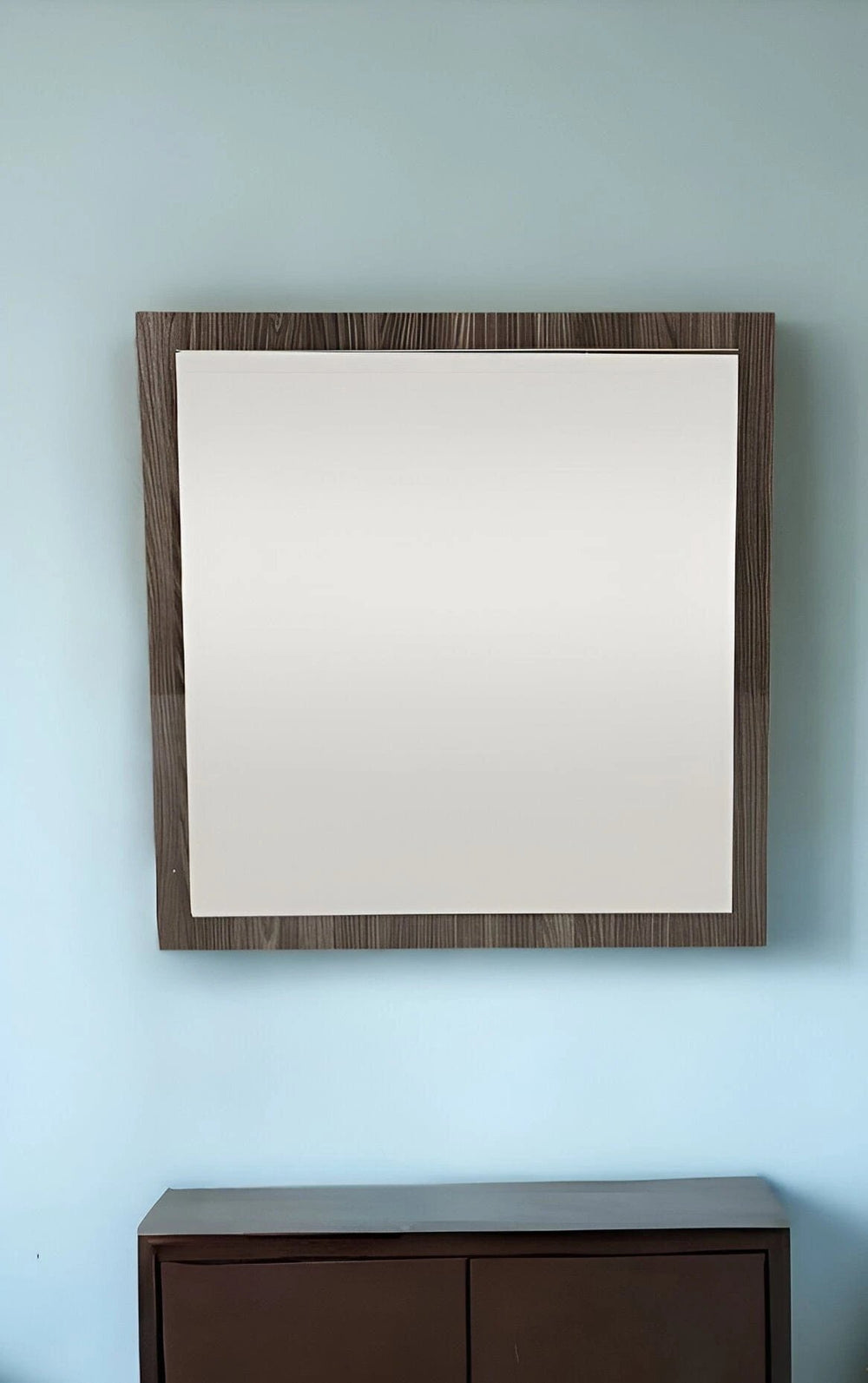 41" Grey Mdf  Veneer  And Glass Mirror - Homeroots