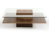 39" Clear And Brown Glass Coffee Table With Shelf - Homeroots