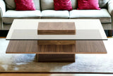 39" Clear And Brown Glass Coffee Table With Shelf - Homeroots