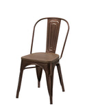 Set of Four Brown Metal and Wood Slat Back Dining Side Chairs - Homeroots