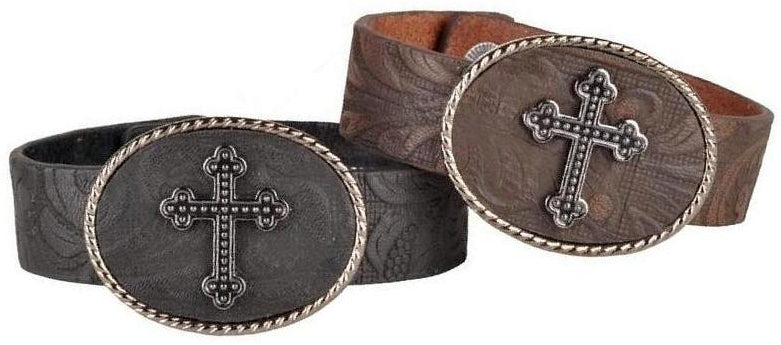 Leather Braided Cross Wristband - Anonymous - Flyclothing LLC