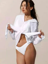 Button Down Hooded Cover-Up - Trendsi - Flyclothing LLC