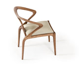 White And Brown Upholstered Faux Leather Curved Back Dining Side Chair - Homeroots