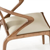 White And Brown Upholstered Faux Leather Curved Back Dining Side Chair - Homeroots