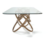94" Clear And Natural Glass And Solid Wood Pedestal Base Dining Table - Homeroots