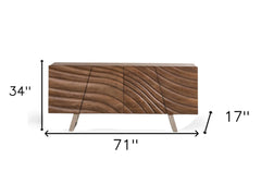 71" Natural Brown Solid Wood Sideboard - Homeroots