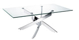 47" Clear And Silver Glass And Steel Coffee Table - Homeroots