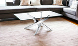 47" Clear And Silver Glass And Steel Coffee Table - Homeroots