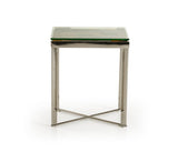 22" Silver And Brown Glass Square End Table - Homeroots - Flyclothing LLC