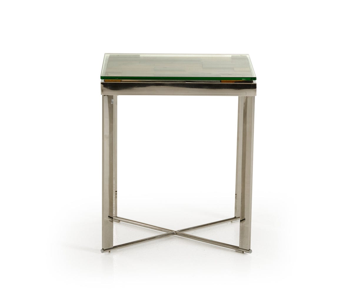 22" Silver And Brown Glass Square End Table - Homeroots - Flyclothing LLC
