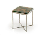 22" Silver And Brown Glass Square End Table - Homeroots - Flyclothing LLC