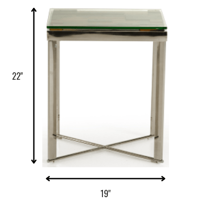 22" Silver And Brown Glass Square End Table - Homeroots