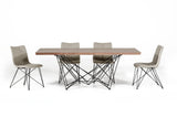 30" Walnut Veneer And Metal Dining Table - Homeroots