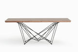 30" Walnut Veneer And Metal Dining Table - Homeroots