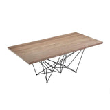 30" Walnut Veneer And Metal Dining Table - Homeroots