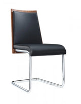 Set of Two Black And Silver Upholstered Faux Leather Dining Parsons Chairs - Homeroots - Flyclothing LLC