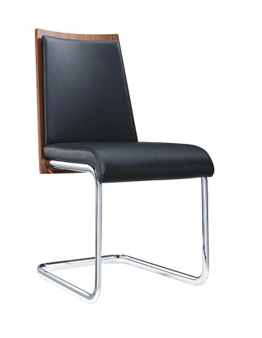 Set of Two Black And Silver Upholstered Faux Leather Dining Parsons Chairs - Homeroots - Flyclothing LLC
