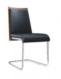 Set of Two Black And Silver Upholstered Faux Leather Dining Parsons Chairs - Homeroots