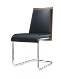 Set of Two Black And Silver Upholstered Faux Leather Dining Parsons Chairs - Homeroots