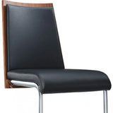 Set of Two Black And Silver Upholstered Faux Leather Dining Parsons Chairs - Homeroots - Flyclothing LLC