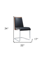 Set of Two Black And Silver Upholstered Faux Leather Dining Parsons Chairs - Homeroots - Flyclothing LLC