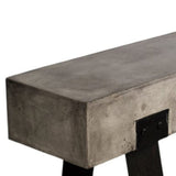 75" Gray and Black Metal and Concrete Indoor Outdoor Bench - Homeroots - Flyclothing LLC