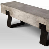 75" Gray and Black Metal and Concrete Indoor Outdoor Bench - Homeroots - Flyclothing LLC