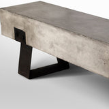 75" Gray and Black Metal and Concrete Indoor Outdoor Bench - Homeroots