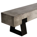 75" Gray and Black Metal and Concrete Indoor Outdoor Bench - Homeroots - Flyclothing LLC