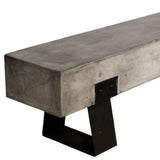 75" Gray and Black Metal and Concrete Indoor Outdoor Bench - Homeroots