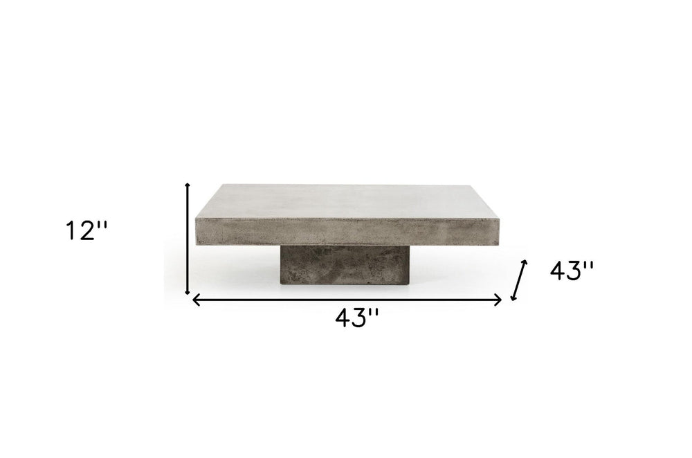 43" Gray Concrete Modern Square Coffee Table - Homeroots - Flyclothing LLC