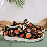 Halloween Pumpkin Print Round Toe Sneakers - Trendsi - Flyclothing LLC