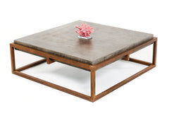 15" Concrete And Metal Coffee Table - Homeroots
