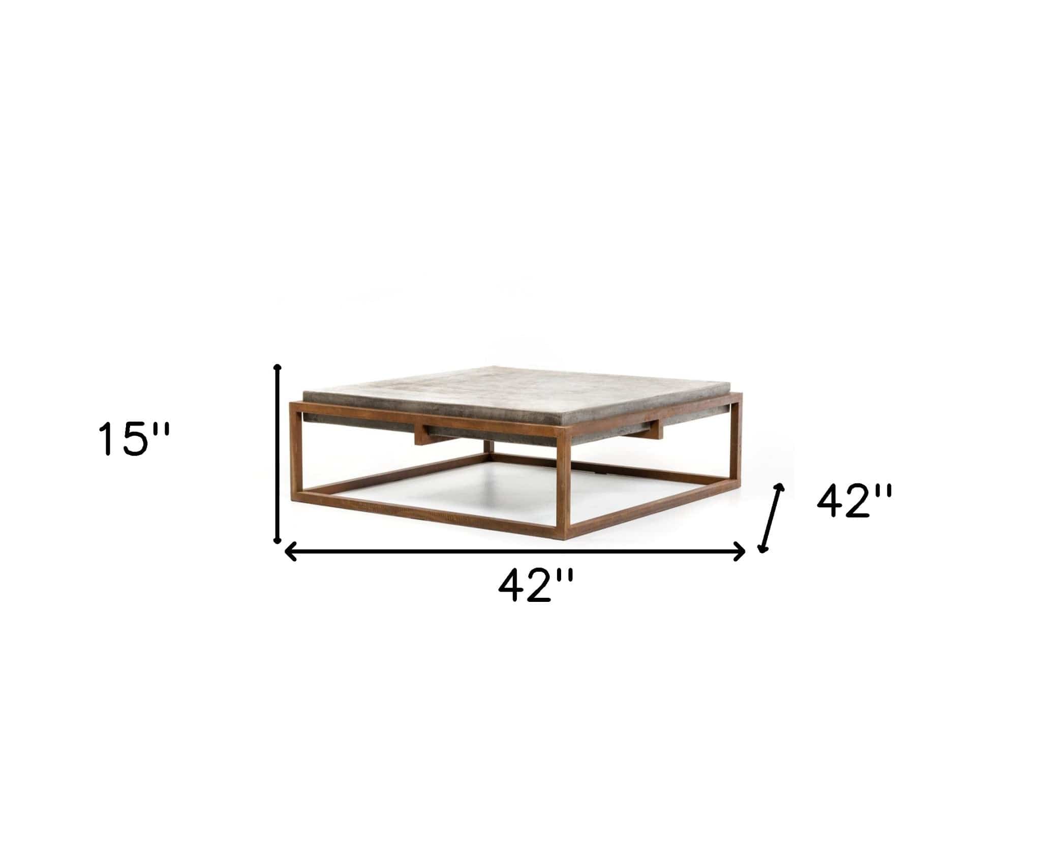 15" Concrete And Metal Coffee Table - Homeroots