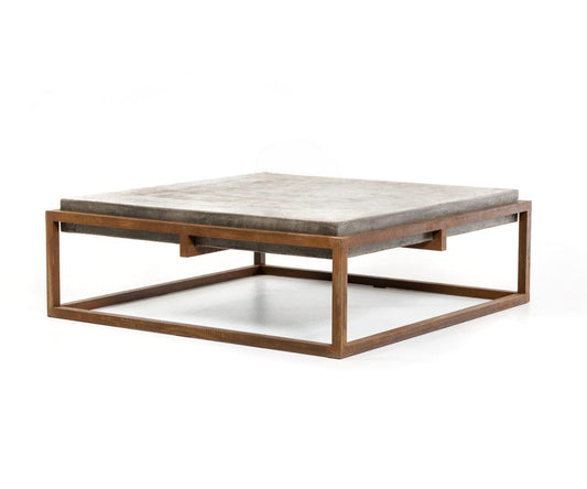 15" Concrete And Metal Coffee Table - Homeroots