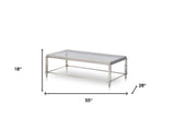 55" Clear And Silver Glass And Steel Coffee Table - Homeroots - Flyclothing LLC