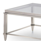 55" Clear And Silver Glass And Steel Coffee Table - Homeroots - Flyclothing LLC