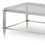 55" Clear And Silver Glass And Steel Coffee Table - Homeroots - Flyclothing LLC