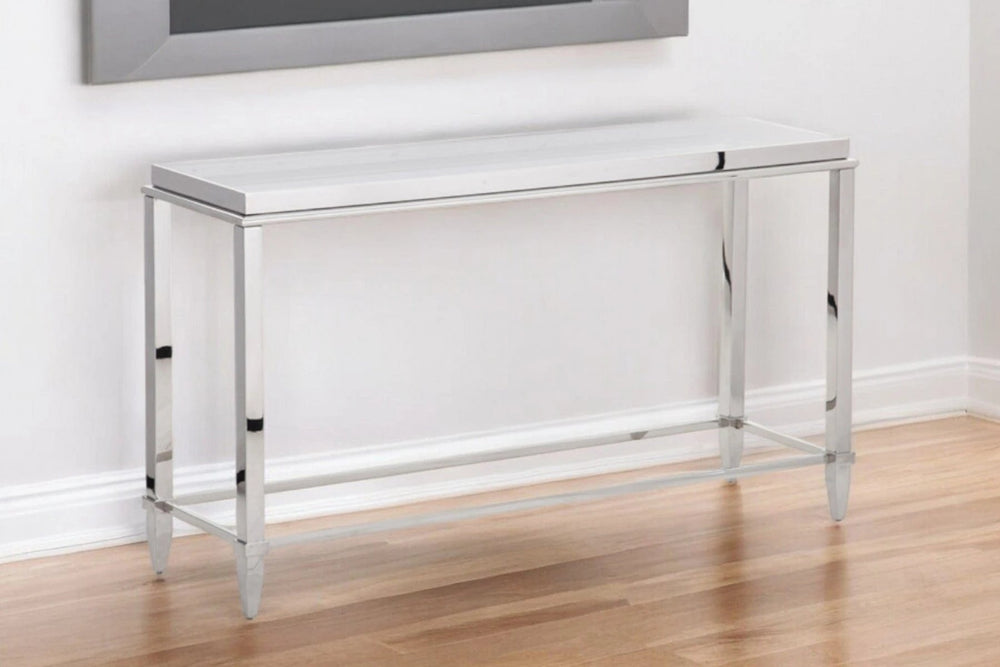 55" Silver Glass Frame Console Table - Homeroots - Flyclothing LLC