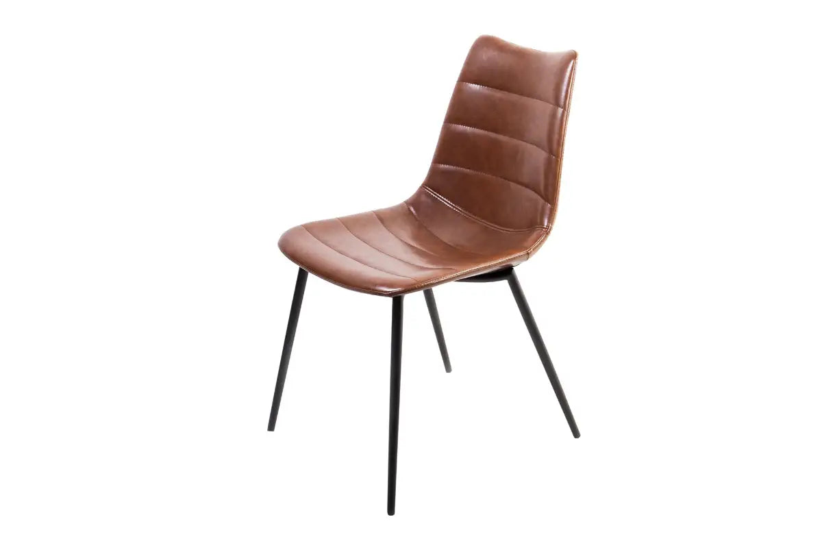 Set of Two Brown And Black Upholstered Faux Leather Dining Parsons Chairs - Homeroots - Flyclothing LLC