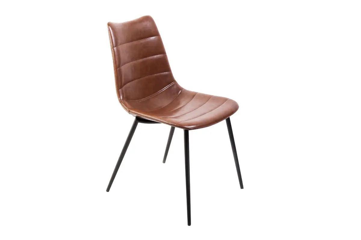 Set of Two Brown And Black Upholstered Faux Leather Dining Parsons Chairs - Homeroots - Flyclothing LLC