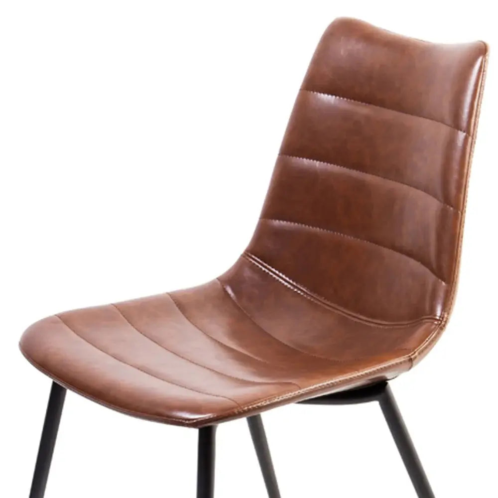 Set of Two Brown And Black Upholstered Faux Leather Dining Parsons Chairs - Homeroots - Flyclothing LLC