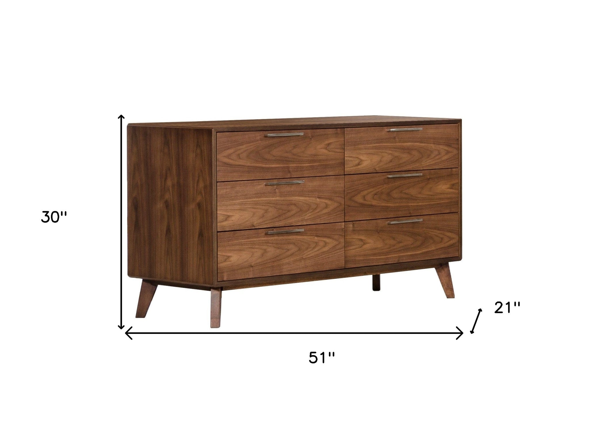 51" Brown Solid and Manufactured Wood Six Drawer Double Dresser - Homeroots - Flyclothing LLC