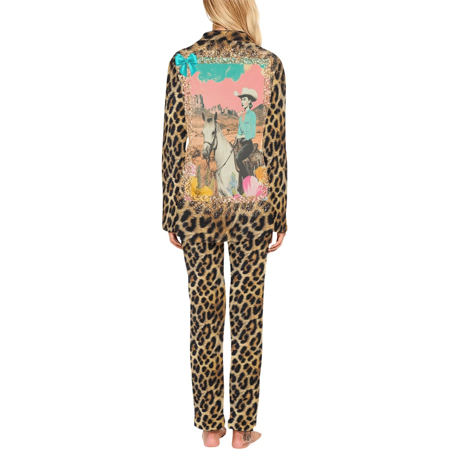 Baha Ranch Retro Pop Western Leopard Pajamas Set - Baha Ranch Western Wear - Flyclothing LLC