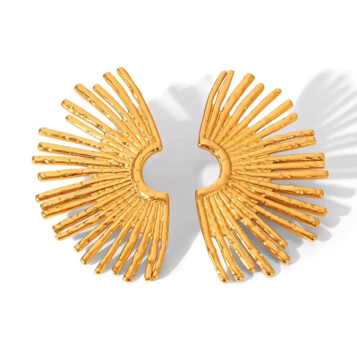 Stainless Steel Fan-Shaped Earrings - Trendsi - Flyclothing LLC