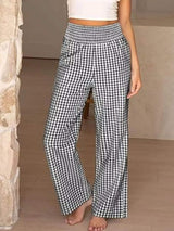 Gingham Wide-Leg Pants - Trendsi - Flyclothing LLC