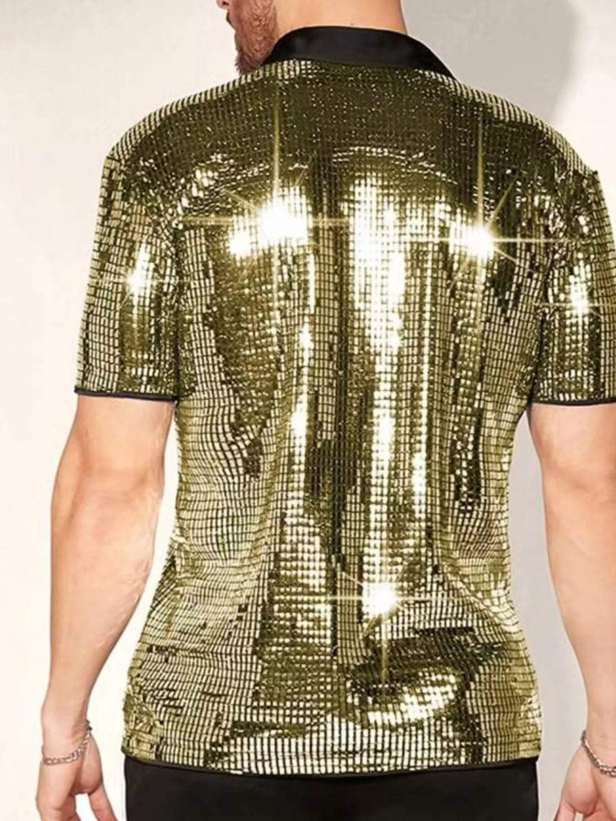 Men's Sequin Button Up Shirt - Trendsi - Flyclothing LLC