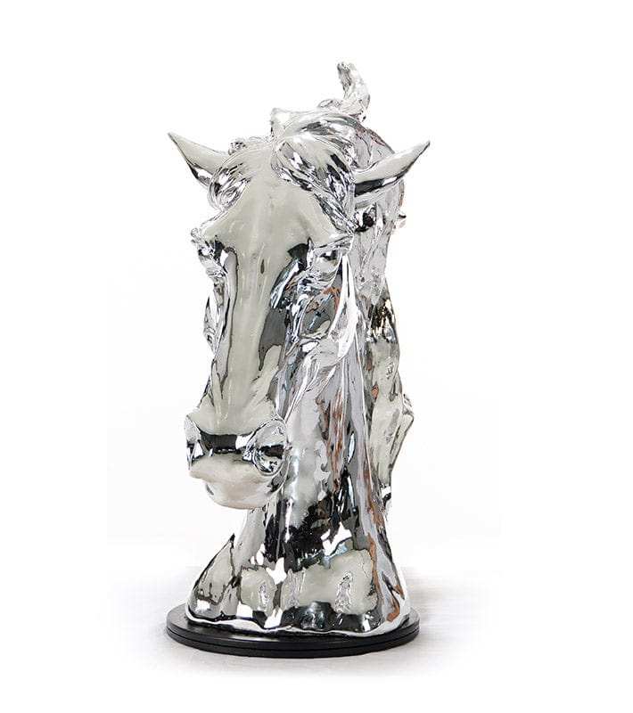 Modern Silver Horse Head Sculpture - Homeroots - Flyclothing LLC