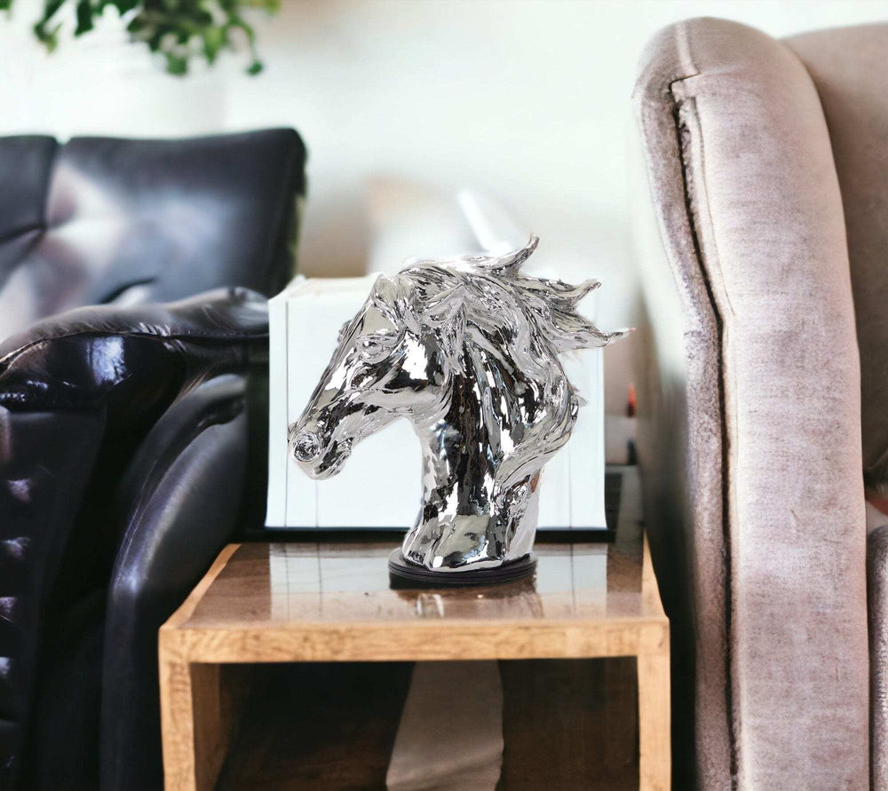 Modern Silver Horse Head Sculpture - Homeroots - Flyclothing LLC