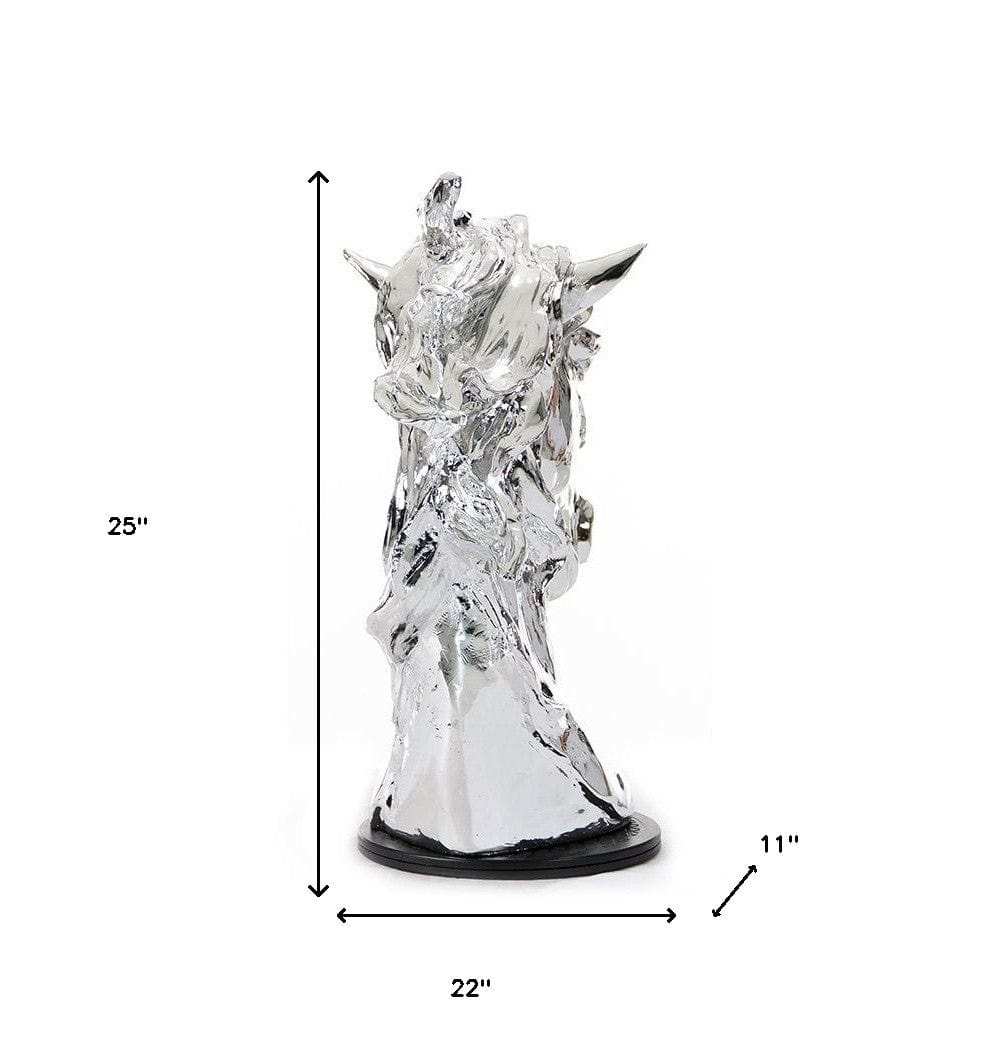 Modern Silver Horse Head Sculpture - Homeroots - Flyclothing LLC